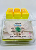 Load image into Gallery viewer, Najmah Naturals Wax Melts are handcrafted from 100% Natural Soy Wax, High Quality Fragrance and Essential Oils. All fragrances and essential oils used are vegan, paraben, formaldehyde and phthalate free. All colors are achieved by using plant-based ingredients. No wick or flame is needed.
