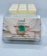 Load image into Gallery viewer, Najmah Naturals Wax Melts are handcrafted from 100% Natural Soy Wax, High Quality Fragrance and Essential Oils. All fragrances and essential oils used are vegan, paraben, formaldehyde and phthalate free. All colors are achieved by using plant-based ingredients. No wick or flame is needed.
